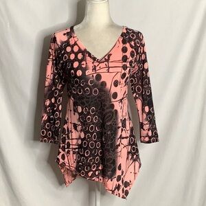 Tianello Artistic Y2K Asymmetrical Tunic Blouse Size XS